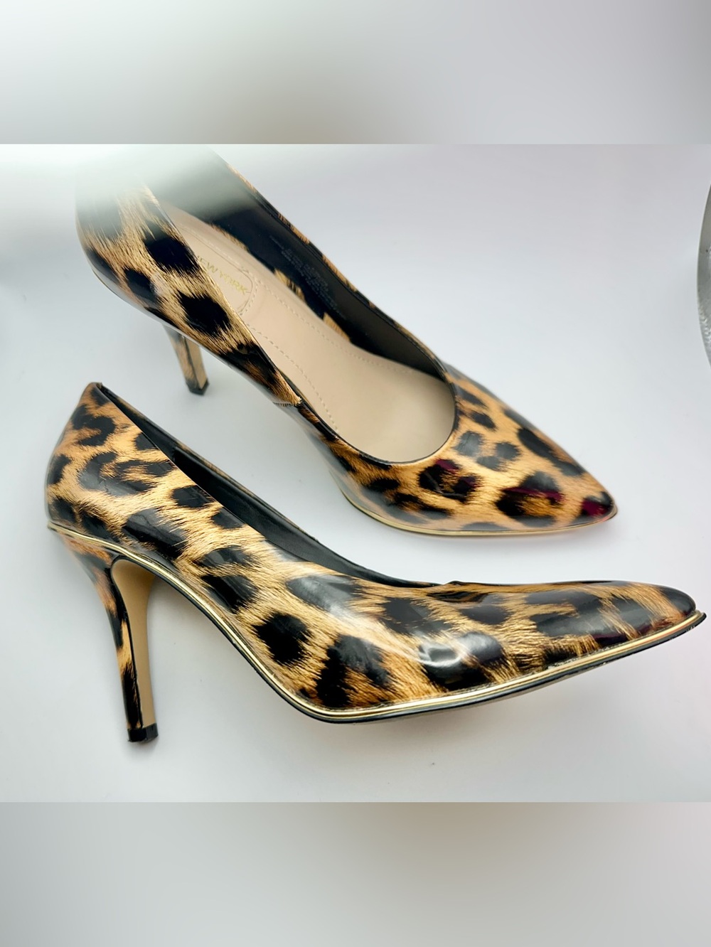 Marc New York Peggy Leopard Print Pointed Toe Stiletto Pumps Brown/Black Sz 6.5